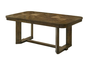English Elm 6Pc Extendable Rectangular Dining Set with Upholstered Chairs Bench and Warm Wood Finish 6pc with Extendable Table, Chairs & Bench B2741S01070