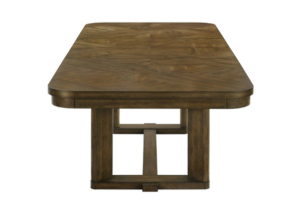 English Elm 7Pc Extendable Rectangular Dining Set with Wood Grain Table and Upholstered Side Chairs 7pc Extendable with Chairs B2741S01071