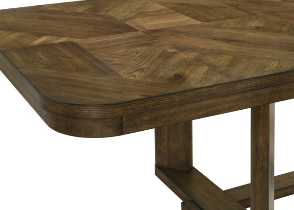 English Elm 5Pc Extendable Rectangular Dining Set Wood Grain Table with Upholstered Side Chairs Brown B2741S01072
