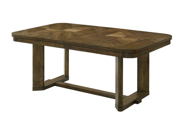 English Elm 5Pc Extendable Rectangular Dining Set Wood Grain Table with Upholstered Side Chairs Brown B2741S01072