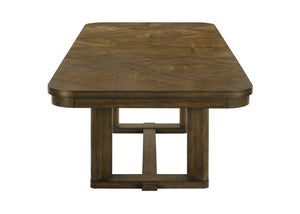 English Elm 5Pc Extendable Rectangular Dining Set Wood Grain Table with Upholstered Side Chairs Brown B2741S01072