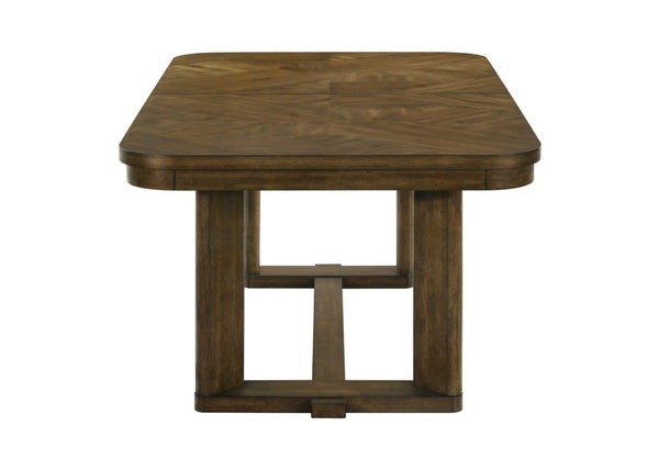 English Elm 5Pc Extendable Rectangular Dining Set Wood Grain Table with Upholstered Side Chairs Brown B2741S01072