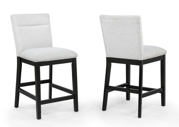 English Elm 6Pc Counter Height Dining Set Square Weathered Gray Table Upholstered Chairs Bench Included B2741S01073