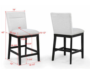English Elm 5Pc Counter Height Dining Set Square Weathered Gray Top Padded Chairs Industrial Kitchen B2741S01074