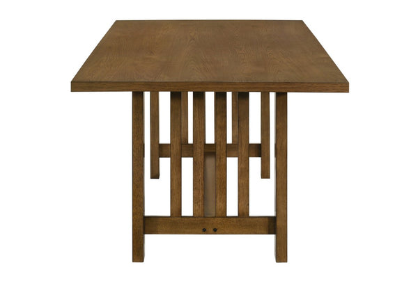 English Elm 7Pc Extendable Rectangular Dining Set with Wood Grain Table and Upholstered Side Chairs 6pc with Chairs and Bench B2741S01079