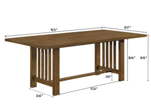 English Elm 6Pc Extendable Rectangular Dining Set with Upholstered Chairs Bench and Warm Wood Finish 5pc with Table & 4 Chairs B2741S01080