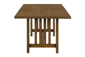 English Elm 7Pc Mission Style Rectangular Dining Set with Six Beige Upholstered Chairs Warm Brown B2741S01081