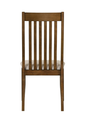 English Elm 7Pc Mission Style Rectangular Dining Set with Six Beige Upholstered Chairs Warm Brown B2741S01081