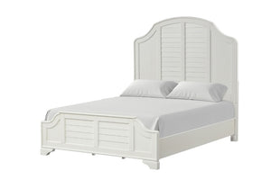 English Elm 1Pc Coastal Louvered Panel Bed Arched Headboard Rubberwood Frame Bedroom Anchor Antique White Engineered Wood,Rubber Wood 81 L x 87 W x 68 H B2741S01086