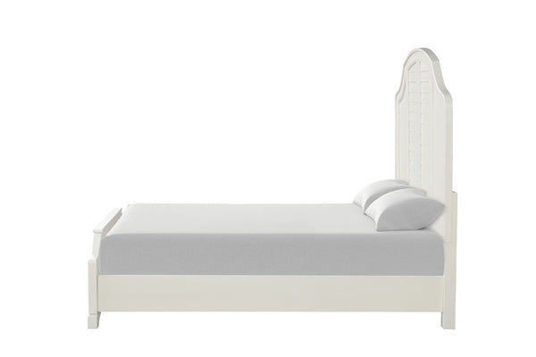English Elm 1Pc Coastal Louvered Panel Bed Arched Headboard Rubberwood Frame Bedroom Anchor Antique White Engineered Wood,Rubber Wood 81 L x 87 W x 68 H B2741S01086