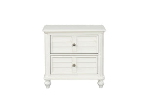 English Elm Antique White King Bedroom Set Arched Louvered Headboard Rubberwood Frame 3 Piece B2741S01088