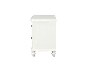 English Elm Antique White King Bedroom Set Arched Louvered Headboard Rubberwood Frame 3 Piece B2741S01088