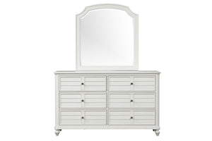 English Elm Transitional Wood Grain Chest with Curved Drawers Plinth Base and Natural Warm Finish Antique White 64 L x 18 W x 38 H B2741S01089