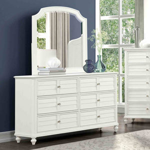 English Elm Transitional Wood Grain Chest with Curved Drawers Plinth Base and Natural Warm Finish Antique White 64 L x 18 W x 38 H B2741S01089