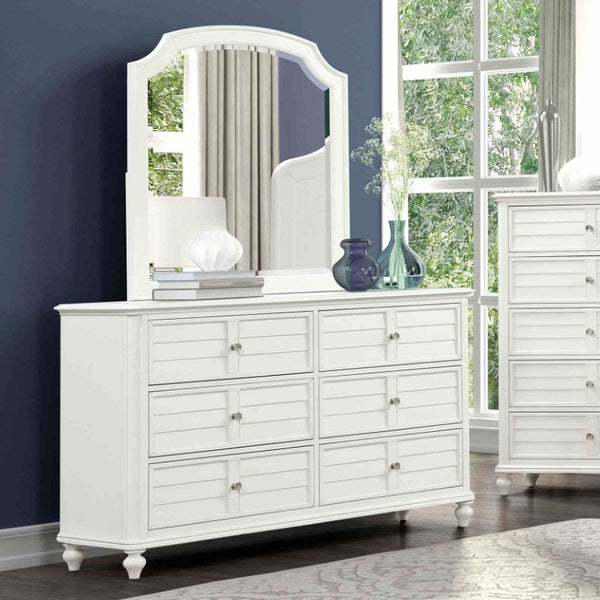 English Elm Transitional Wood Grain Chest with Curved Drawers Plinth Base and Natural Warm Finish Antique White 64 L x 18 W x 38 H B2741S01089