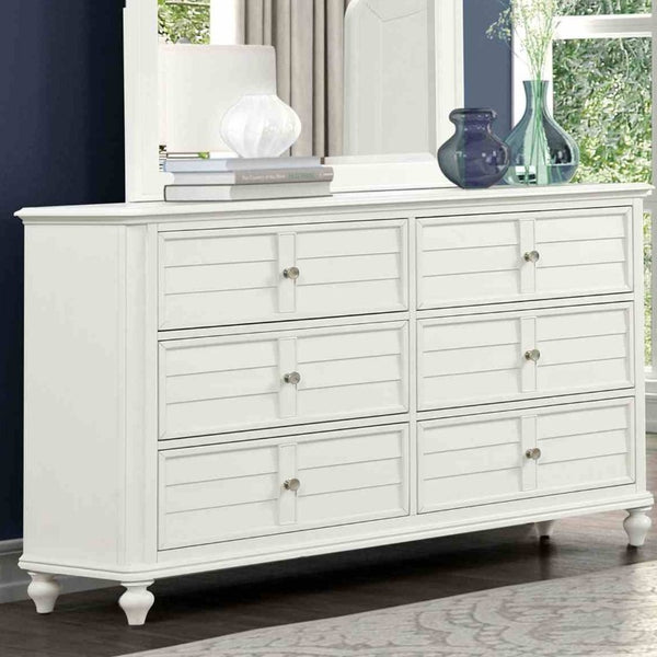 English Elm Transitional Wood Grain Chest with Curved Drawers Plinth Base and Natural Warm Finish Antique White 64 L x 18 W x 38 H B2741S01089