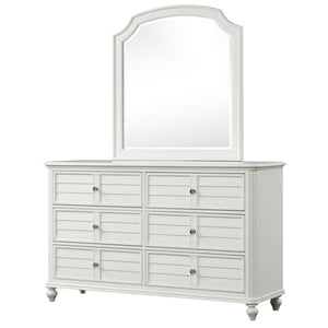 English Elm Transitional Wood Grain Chest with Curved Drawers Plinth Base and Natural Warm Finish Antique White 64 L x 18 W x 38 H B2741S01089