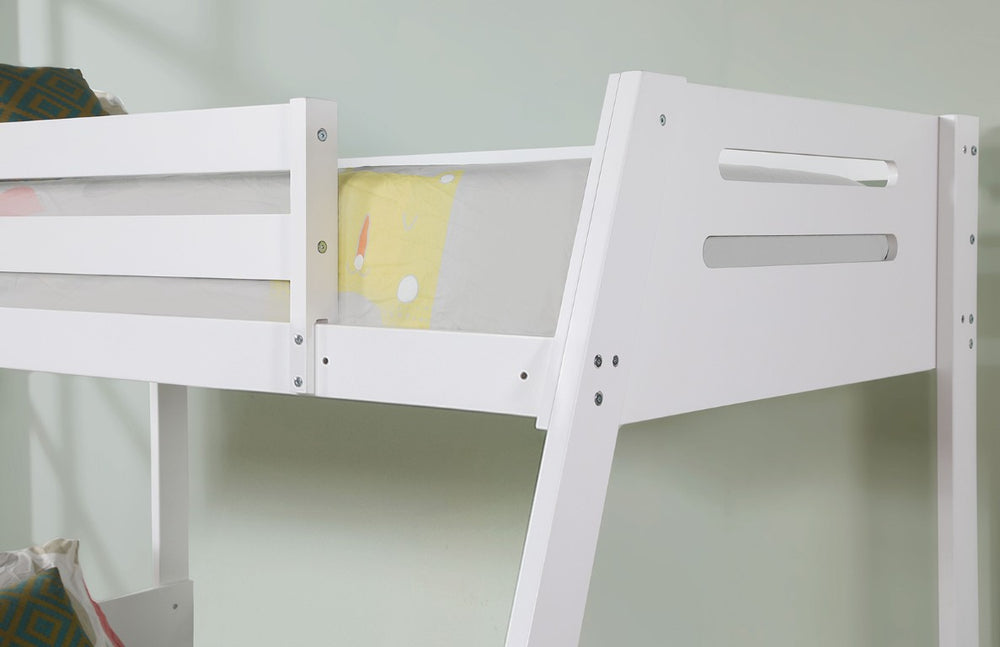 English Elm Transitional Twin Over Full Bunk Bed Solid Wood White Finish with Built in Storage Drawers B2741S01093