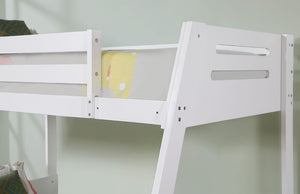 English Elm Transitional Twin Over Full Bunk Bed Solid Wood White Finish with Built in Storage Drawers B2741S01093