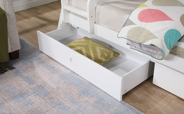 English Elm Transitional Twin Over Full Bunk Bed Solid Wood White Finish with Built in Storage Drawers B2741S01093