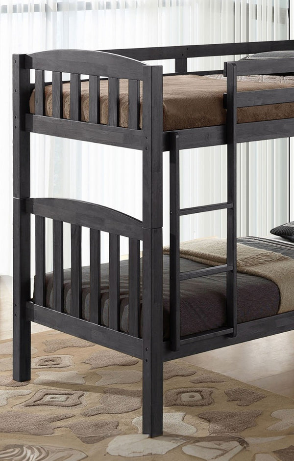 English Elm Transitional Twin Over Full Solid Wood Bunk Bed with Storage Drawers and Reversible Ladder Grey Mix Engineered Wood,Solid Wood 43 L x 84 W x 77 H B2741S01098