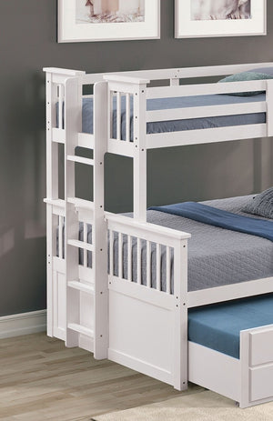 English Elm Twin Over Full Bunk Bed with Trundle Drawers White Wood Frame Kids Shared Room B2741S01099