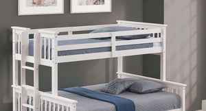 English Elm Twin Over Full Bunk Bed with Trundle Drawers White Wood Frame Kids Shared Room B2741S01099