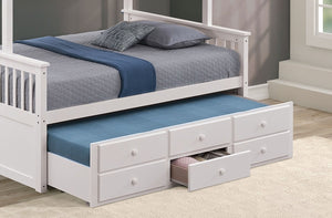English Elm Twin Over Full Bunk Bed with Trundle Drawers White Wood Frame Kids Shared Room B2741S01099