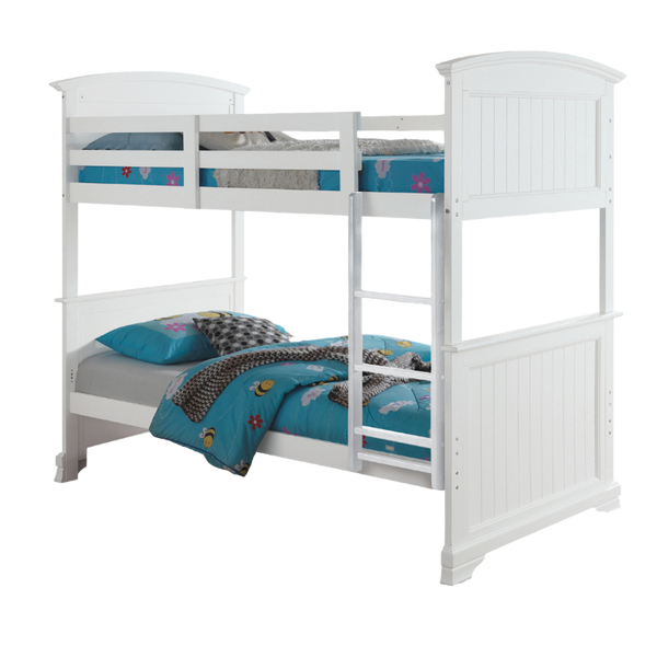 English Elm 1Pc Coastal Louvered Panel Bed Arched Headboard Rubberwood Frame Bedroom Anchor White Engineered Wood,Solid Wood 45.5 L x 81 W x 80.5 H B2741S01105