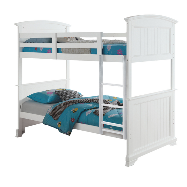 English Elm 1Pc Coastal Louvered Panel Bed Arched Headboard Rubberwood Frame Bedroom Anchor White Engineered Wood,Solid Wood 45.5 L x 81 W x 80.5 H B2741S01105