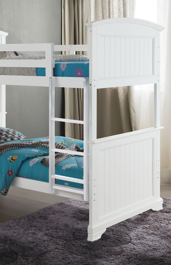 English Elm 1Pc Coastal Louvered Panel Bed Arched Headboard Rubberwood Frame Bedroom Anchor White Engineered Wood,Solid Wood 45.5 L x 81 W x 80.5 H B2741S01105