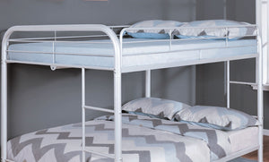 English Elm Contemporary Full Over Metal Bunk Bed Glossy White Frame for Shared Kids Rooms B2741S01107