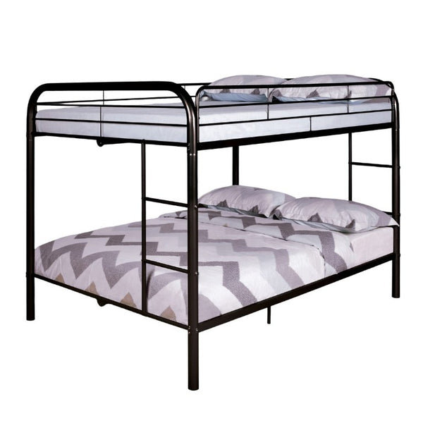 English Elm Black Powder Coated Metal Full Over Bunk Bed with Angled Ladder for Kids B2741S01108