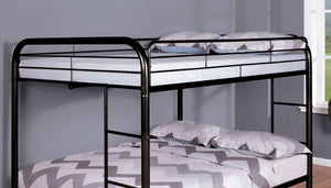 English Elm Black Powder Coated Metal Full Over Bunk Bed with Angled Ladder for Kids B2741S01108
