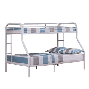 English Elm Twin Over Full Metal Bunk Bed with Angled Ladder Glossy White Youth Bedroom White 56 L x 79 W x 60.5 H B2741S01110