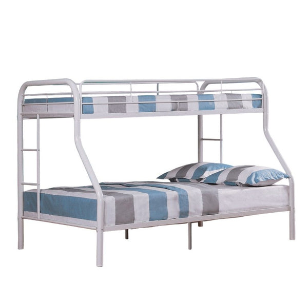 English Elm Twin Over Full Metal Bunk Bed with Angled Ladder Glossy White Youth Bedroom White 56 L x 79 W x 60.5 H B2741S01110