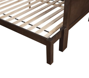 English Elm Transitional Twin Over Full Solid Wood Bunk Bed with Walnut Finish and Footboard Ladder B2741S01112