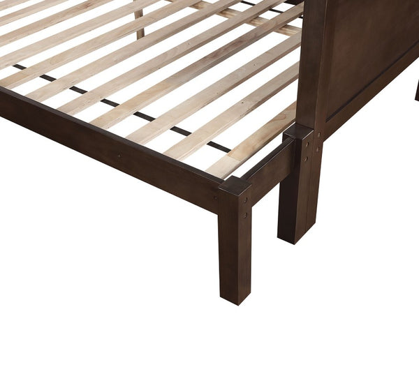 English Elm Transitional Twin Over Full Solid Wood Bunk Bed with Walnut Finish and Footboard Ladder B2741S01112