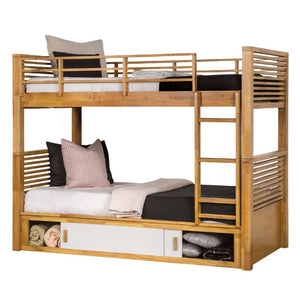 English Elm 1Pc Coastal Louvered Panel Bed Arched Headboard Rubberwood Frame Bedroom Anchor Light Oak Solid Wood 64 L x 81.5 W x 64.5 H B2741S01113