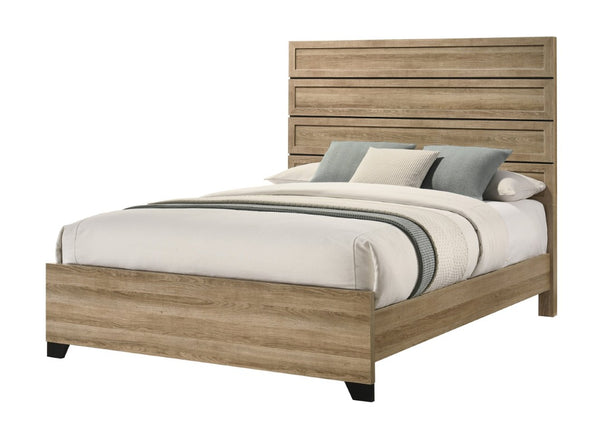 English Elm 3Pc King Bedroom Set Leatherette Headboard with LED Lighting and Walnut Nightstands Brown B2741S01117
