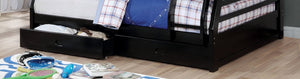 English Elm Transitional Twin Over Full Bunk Bed Solid Wood Matte Black with Storage Drawers B2741S01118