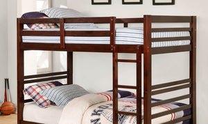 English Elm Transitional Twin Over Bunk Bed Solid Wood Dark Walnut Mission Style Storage B2741S01120