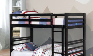 English Elm Classic Mission Style Twin Over Bunk Bed with Storage Drawers Matte Black Wood Frame B2741S01121
