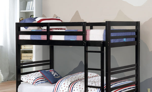 English Elm Classic Mission Style Twin Over Bunk Bed with Storage Drawers Matte Black Wood Frame B2741S01121