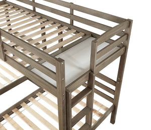 English Elm Transitional Twin Over Full Bunk Bed Hardwood Frame with Angled Ladder for Kids Warm Grey 99.38 L x 78.98 W x 64.25 H B2741S01123