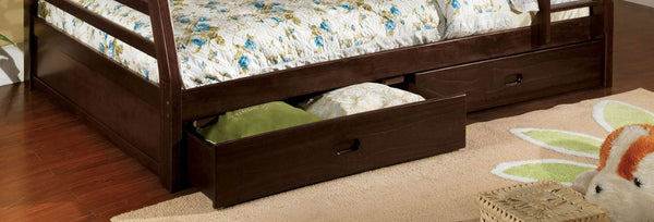 English Elm Transitional Twin Over Full Bunk Bed Hardwood Frame with Angled Ladder for Kids Dark Walnut 78.38 L x 56.5 W x 65 H B2741S01131