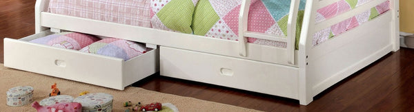 English Elm Twin Over Full Bunk Bed with Storage Drawers Attached Ladder Transitional Kids Room White Twin Over Full Solid Wood B2741S01133
