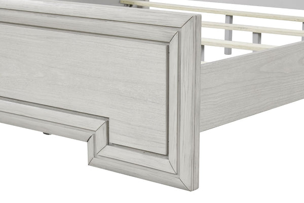 English Elm Twin Over Full Bunk Bed with Storage Drawers Attached Ladder Transitional Kids Room Antique White Queen Engineered Wood, Rubber Wood B2741S01135