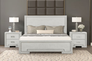 English Elm Twin Over Full Bunk Bed with Storage Drawers Attached Ladder Transitional Kids Room Antique White Queen Engineered Wood, Rubber Wood B2741S01135