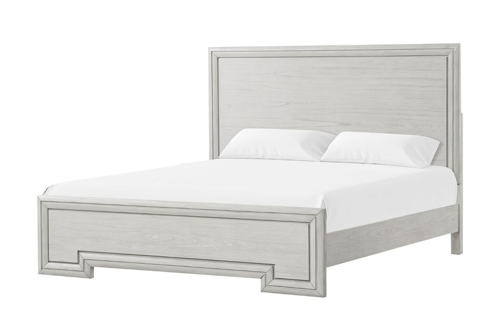 English Elm 1Pc Solid Wood Eastern King Panel Bed Rustic White Finish Transitional Bedroom Frame B2741S01137